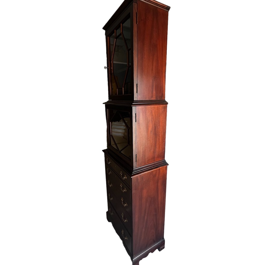 Hickory Chair Company Chest of Drawers Curio Cabinet 7' tall, 26" wide Custom Made Piece - One of a Kind - Made in USA