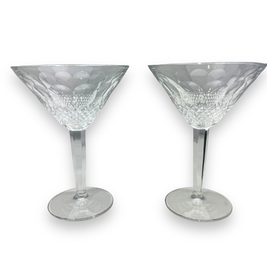 Pair of Waterford Crystal Tall Martini Cocktail Glasses Pattern: Colleen (Cut) 6Hx4.5W