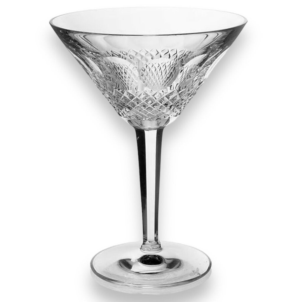 Pair of Waterford Crystal Tall Martini Cocktail Glasses Pattern: Colleen (Cut) 6Hx4.5W