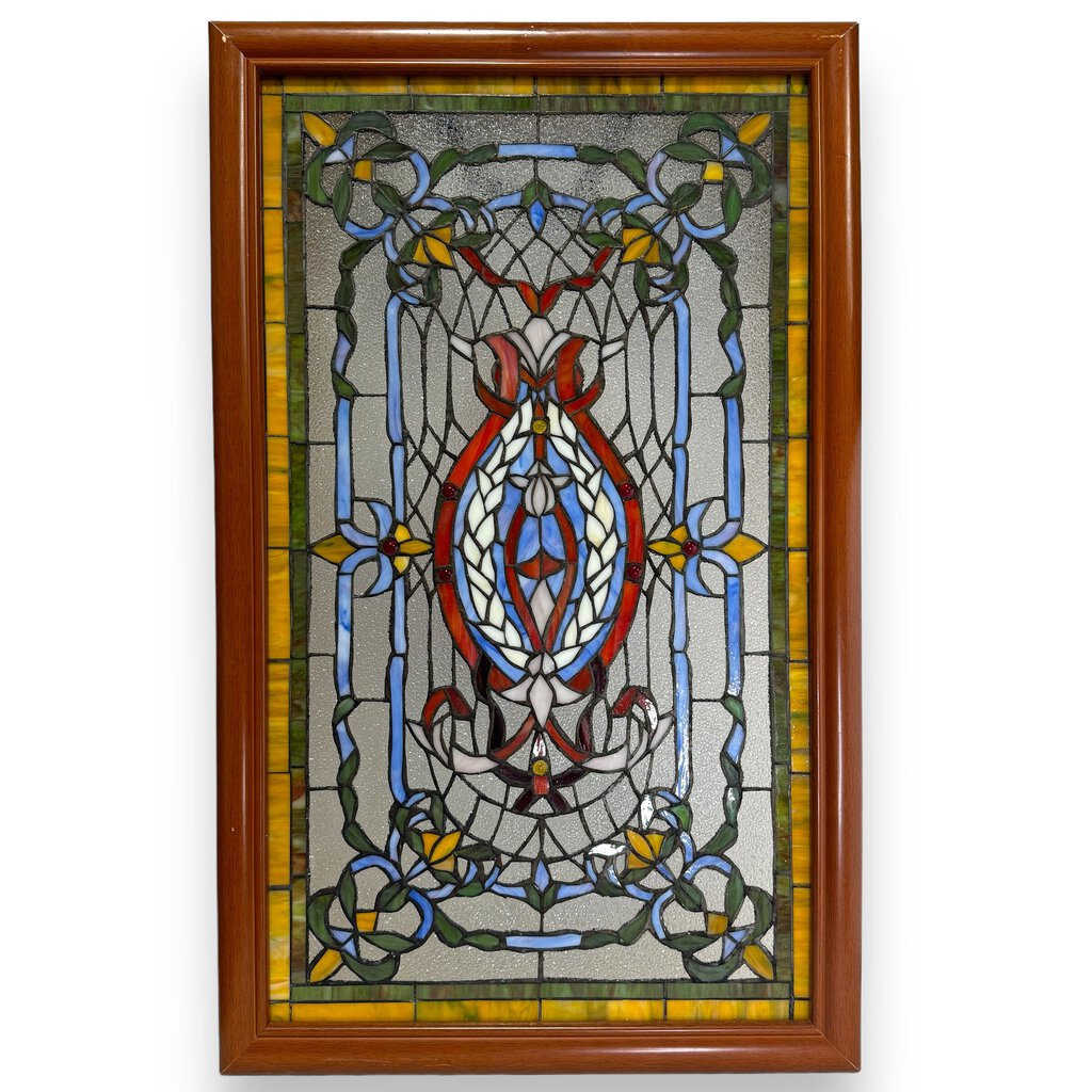 Framed Leaded Stained Glass Window 23Wx37H