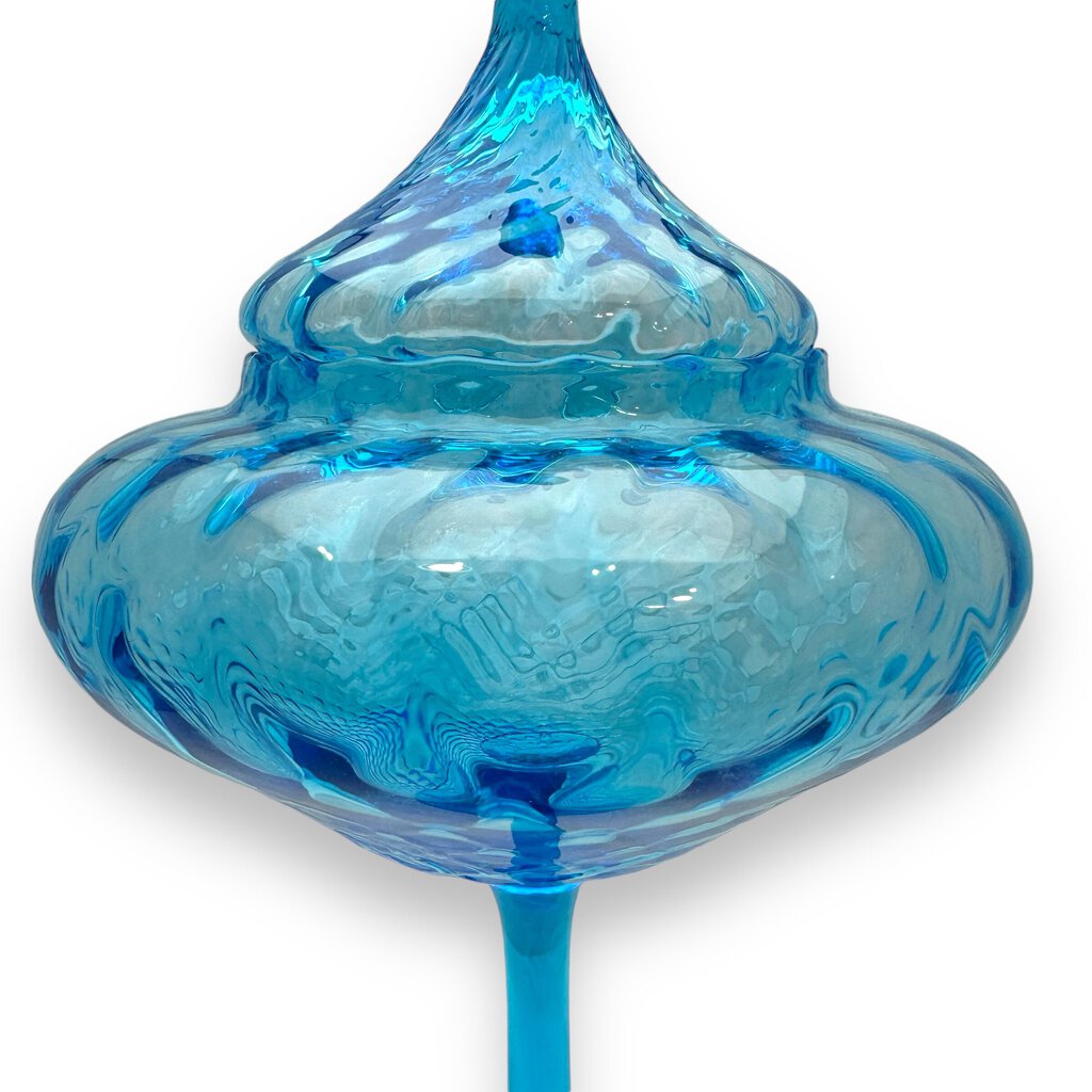 Handblown Vintage Footed Murano Aqua Blue Candy Dish 5Wx14H