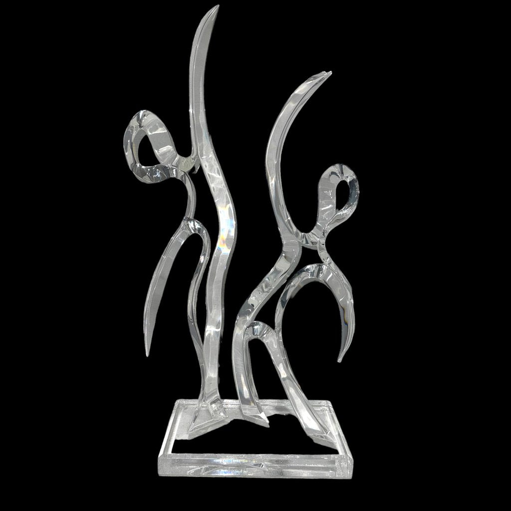 "Dance of Life" 28in tall MCM Lucite Sculpture by: Van Teal #45/125 (base has crazing in the lucite, otherwise statue is very appealing & rare)