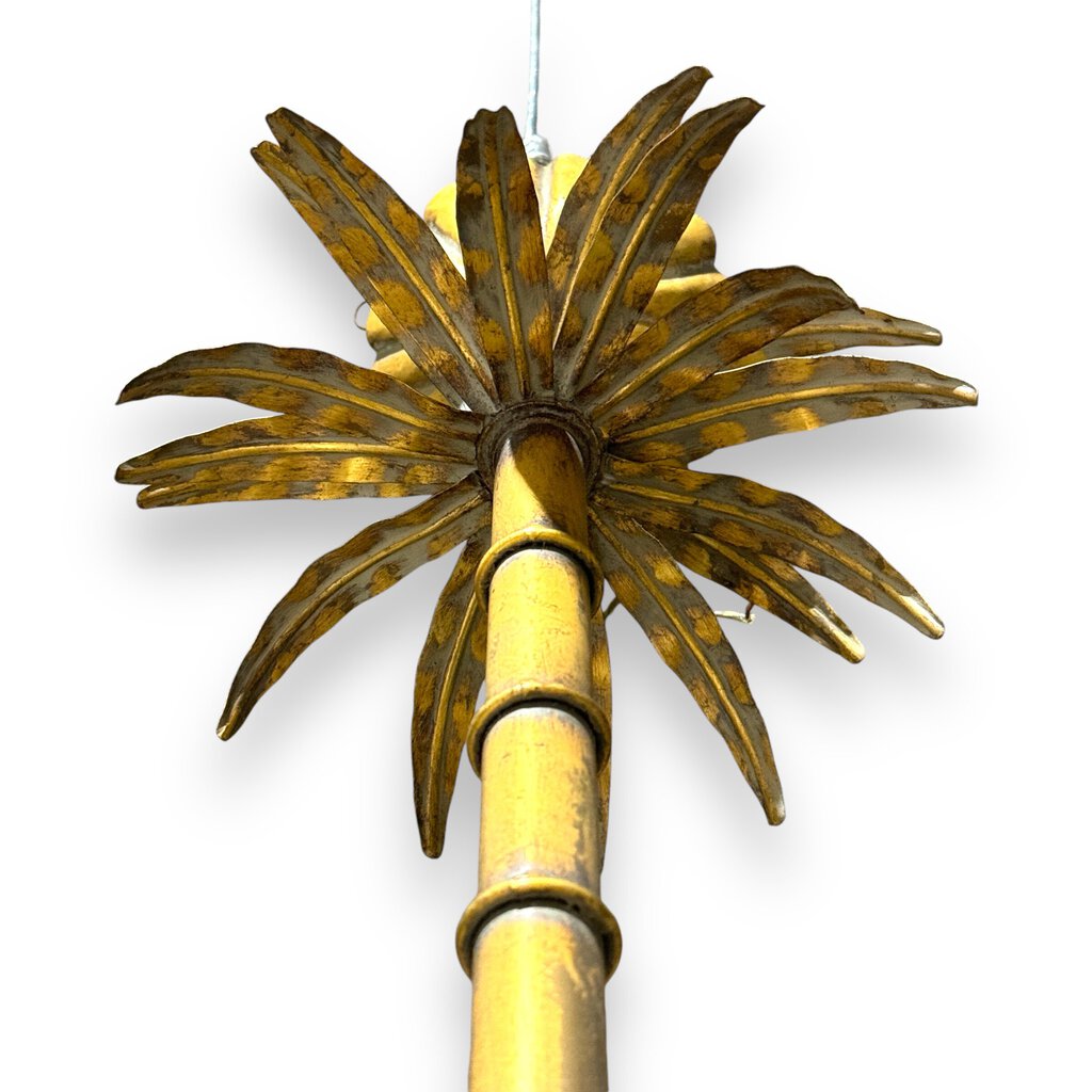 6 Light Gold Hollywood Regency Palm Tree Chandelier 29"