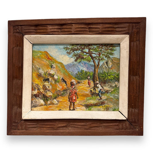 Vintage Haitian Oil Painting By: G. Dupuy 15Lx13W