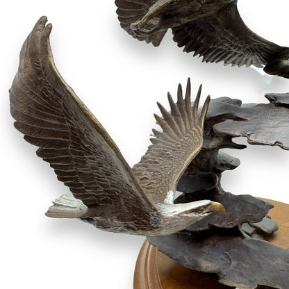 "Dawn of the Millennium" Bronze Eagle Sculpture w/ Crystal Sphere by: Ronald Van Ruyckevelt