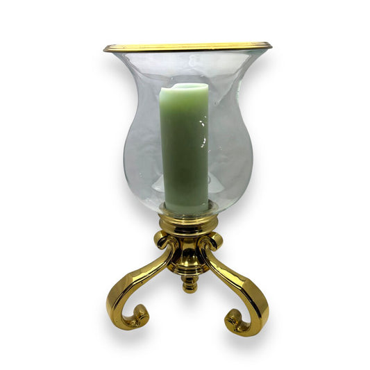 18" Large Brass Hurricane Candle Holder