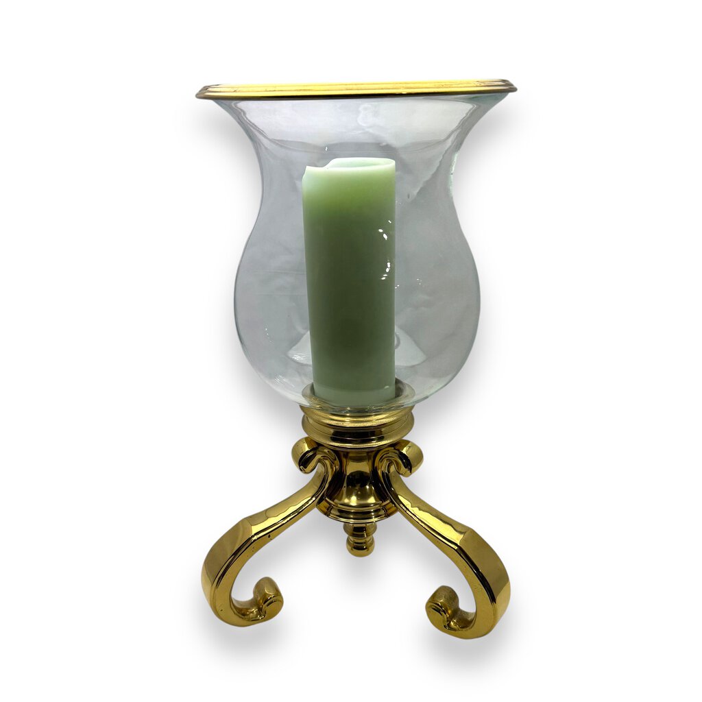 18" Large Brass Hurricane Candle Holder