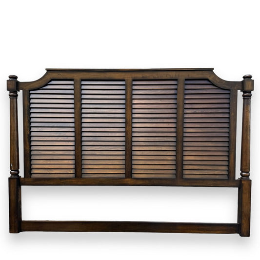 Tropical Bahama Shutter Walnut Wood King Headboard