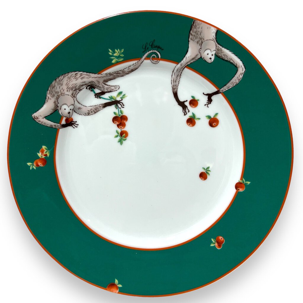 25pc Set of Limoges China Le Cirque Monkey Patterned Dishes from Le Cirque Restaurant, New York City