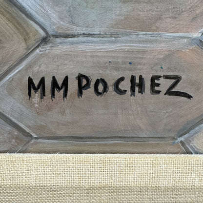 Large Still Life Floral Oil Painting by French Impressionists Marie-Monique Pochez (1926 - 2011) 46Wx59H