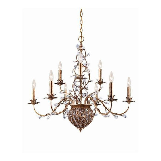 Crystorama 9 Light Hand Polished Crystal Chandelier w/ Etruscan Gold Finish 32Lx30H