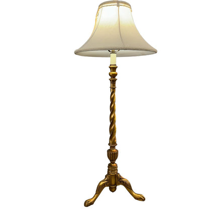 Pair of Vintage Italian Barley Twist Chippendale Style Gilt Wood Table Lamps by: LampCrafters, Lexington, NC 34" tall