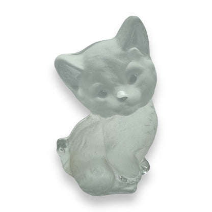 Vintage Viking Glass Frosted Kitten Figurine w/ Label 6.5" tall