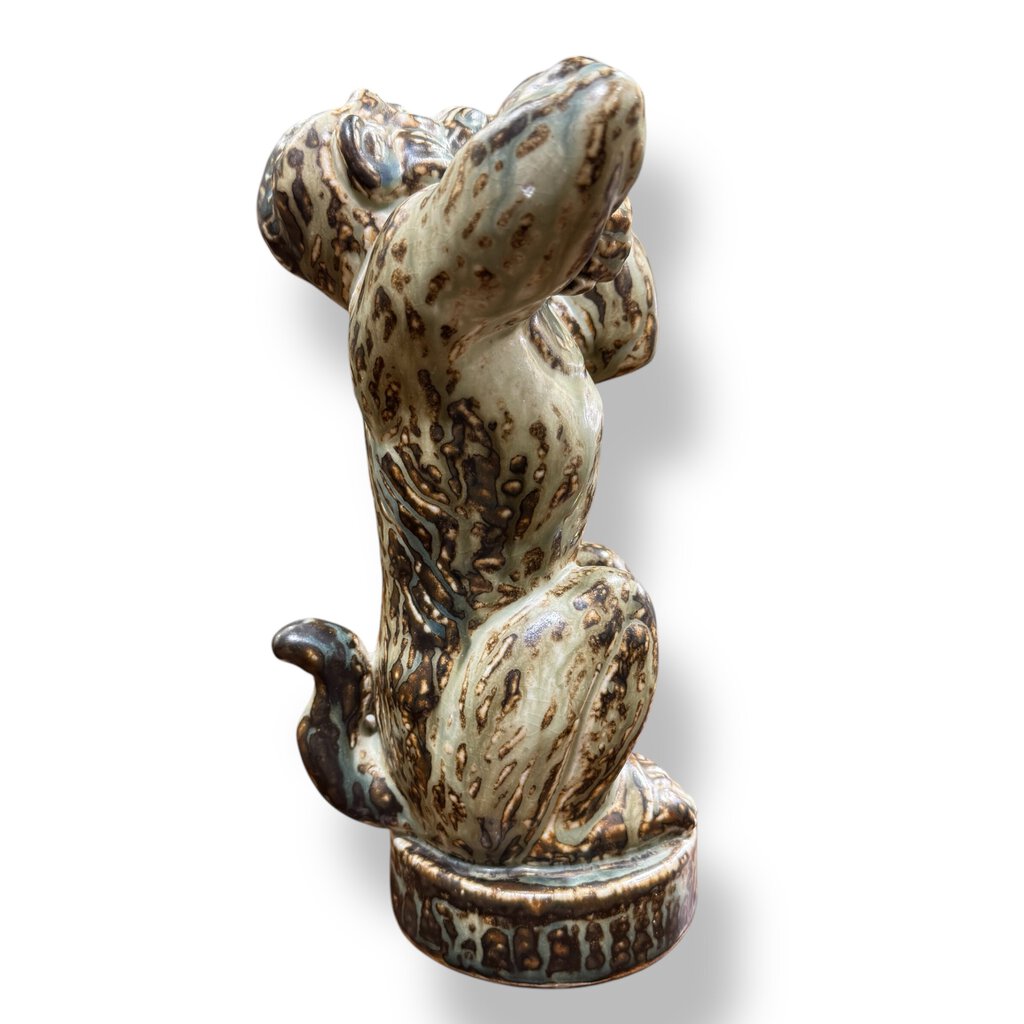 Rare Royal Copenhagen Baboon Sculpture in Sung Glaze "21632" by: Knud Kyhn, 1969 10" tall x 5.5" wide