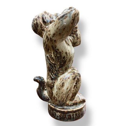 Rare Royal Copenhagen Baboon Sculpture in Sung Glaze "21632" by: Knud Kyhn, 1969 10" tall x 5.5" wide