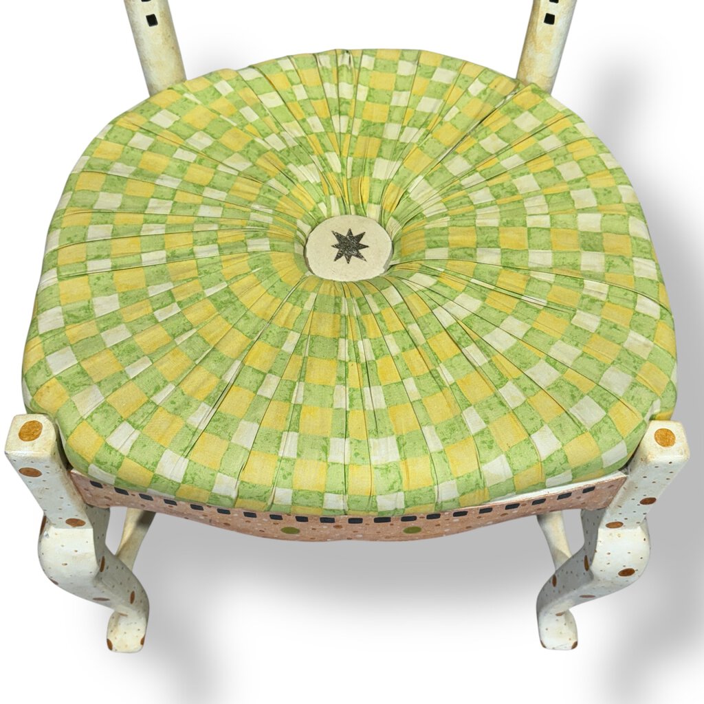 Rare MacKenzie-Childs Hand-Painted Fish Chair w/ Upholstered Round Cushion (Prototype Chair, Design Never Manufactured)