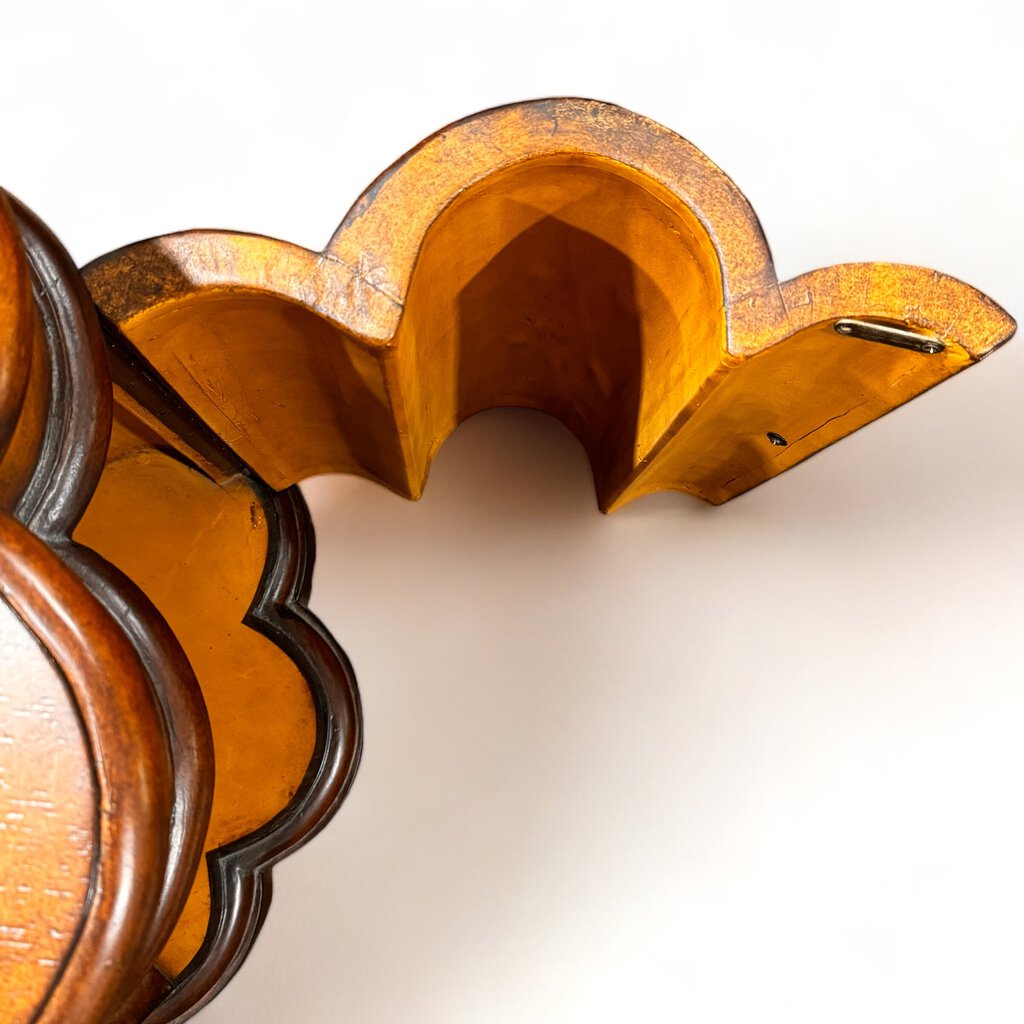 Maitland-Smith Leather--Wrapped Scalloped Wooden Side Table w/ Inside Storage 24Lx24Wx2H