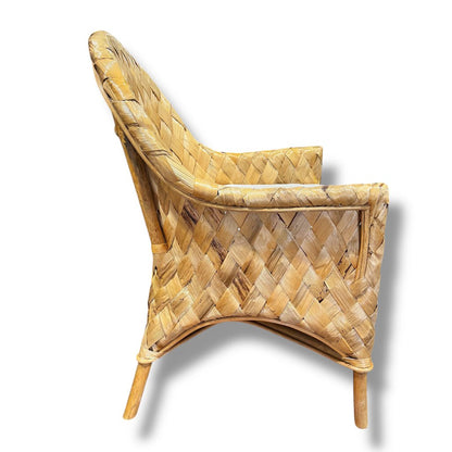 Natural Basketweave Woven Accent Chair w/ Cushion (NEW)