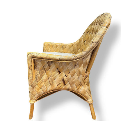Natural Basketweave Woven Accent Chair w/ Cushion (NEW)