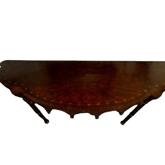 European Crossroads Gothic Revival Wood Carved Console Table by Designer John - Richard 72Lx23Wx34H