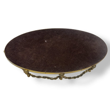 Hollywood Regency Vintage Vanity Mirror Tray w. Cameo Post & Chain 19Lx11Wx3H