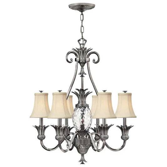 Hinkley Plantation 6 Light Chandelier in Polished Antique Nickel Finish 28Wx33H