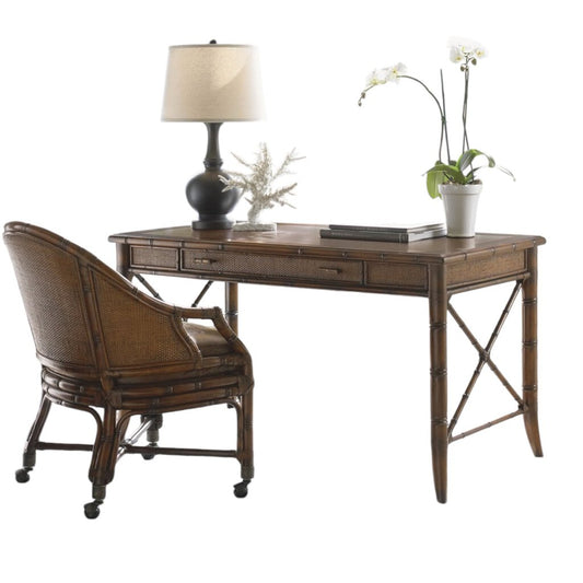 Sligh / Lexington Marianna Writing Desk Rosewood Rattan w/ Leather Top from the Bal Harbour Collection 54Lx28Wx30H