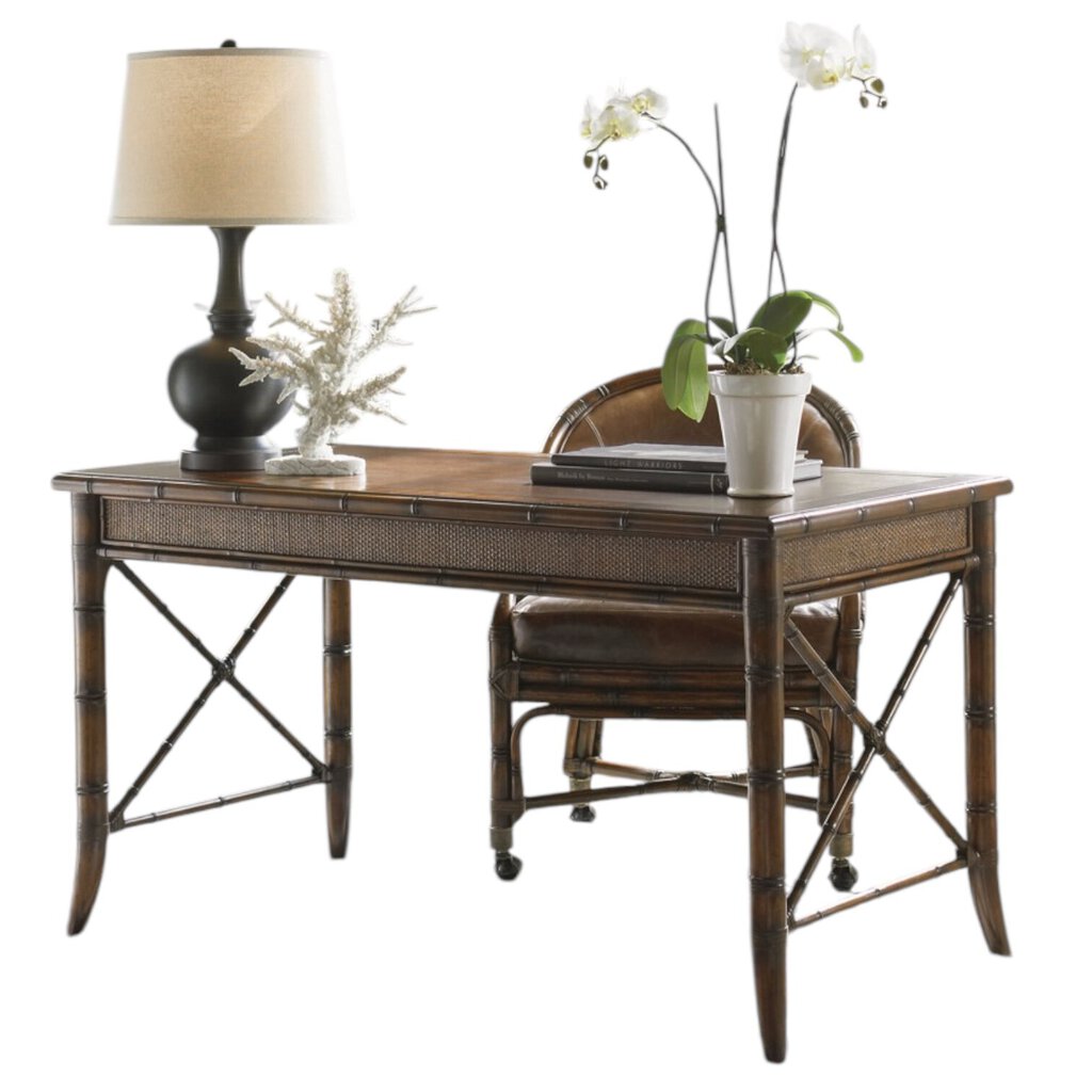 Sligh / Lexington Marianna Writing Desk Rosewood Rattan w/ Leather Top from the Bal Harbour Collection 54Lx28Wx30H