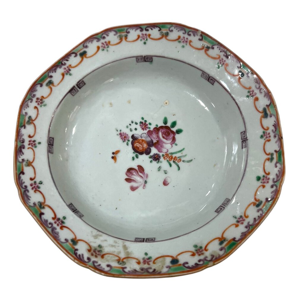 Vintage Hand Painted Floral Chinoiserie Bowl 6" Dia