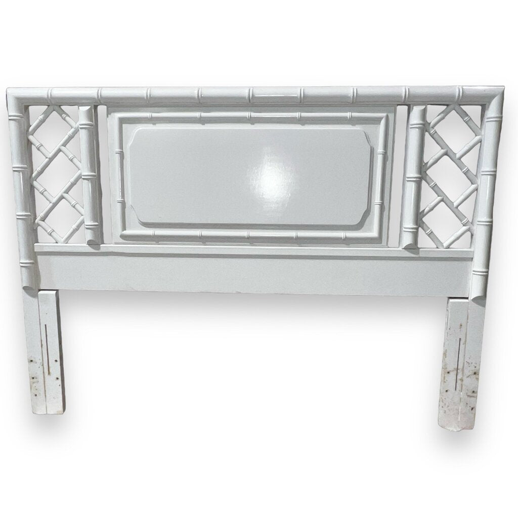 Hollywood Regency Queen/ Full Headboard Lacquered in White 59Lx43H