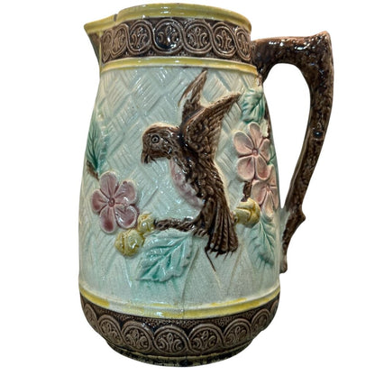 Antique Majolica Bird on Branch Pitcher "as is" 7Hx5.5W