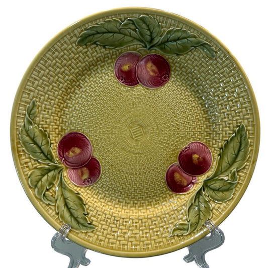 Made in Germany Majolica Cherry Yellow Basket Weave Plate 8.5