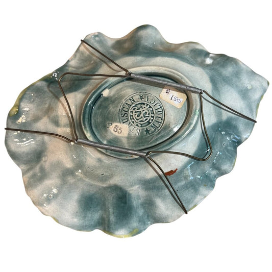 Antique Majolica Pink & Green Etruscan Begonia Leaf Dish 9Lx7W