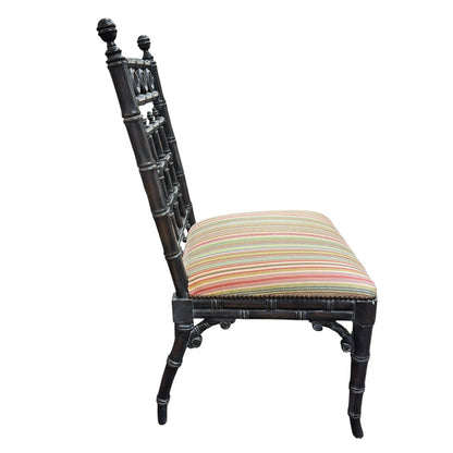 Pair of Solid Wood EJ Victor Upholstered Accent Chairs