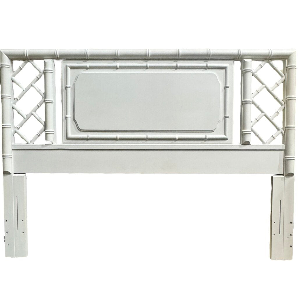 Hollywood Regency Queen/ Full Headboard Lacquered in White 59Lx43H