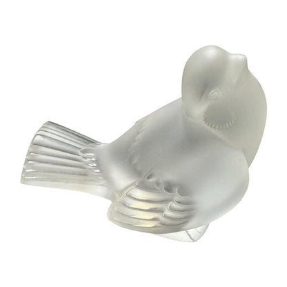 Set of 3 Lalique Frosted Crystal Sparrows Birds 5Lx3.5L