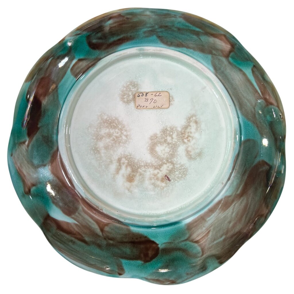 Antique Majolica Green Leaf w/ White Flower Plate 8.5"Dia