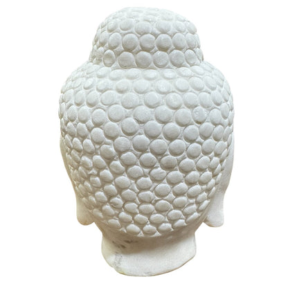 Chinese Oriental White Marble Stone Carved Buddha Head Figure