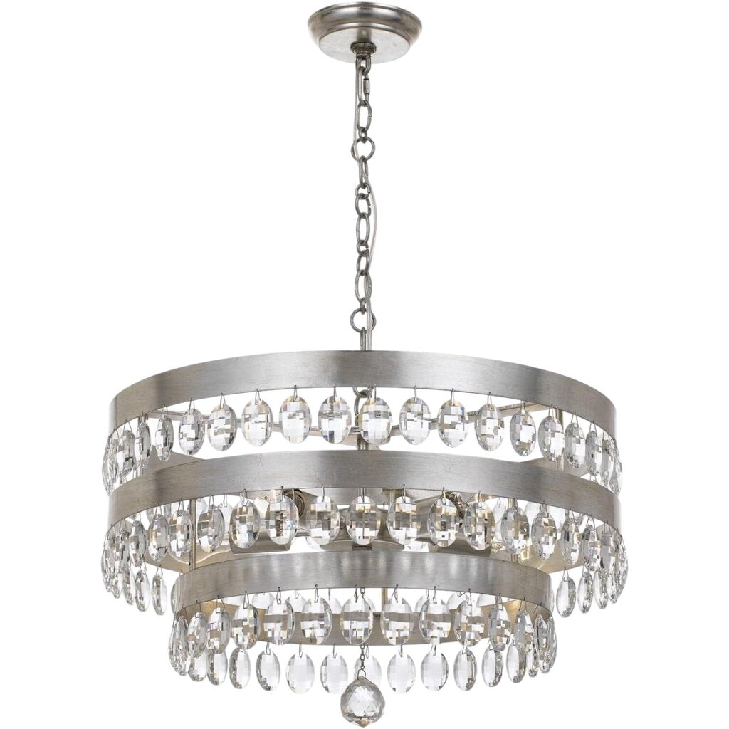 Perla Crystal 5 Light Antique Silver Chandelier by: Crystorama