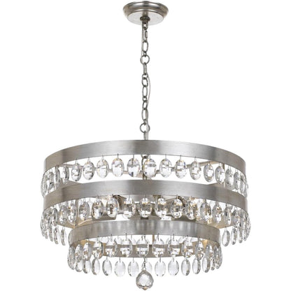 Perla Crystal 5 Light Antique Silver Chandelier by: Crystorama