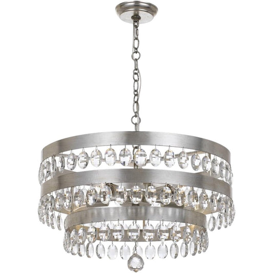 Perla Crystal 5 Light Antique Silver Chandelier by: Crystorama