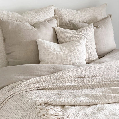 Cozy Cotton White Boucle Lumbar Down Pillow 14x20 PAIR