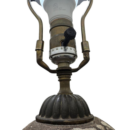 Antique Italian Majolica Pottery Lamp w/ Face Handles & Lemons w/ Leaves 12Wx26H (shade not included)