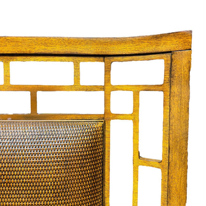 Tommy Bahama Ocean Club Paradise Point King Size Woven Rattan Wood Panel Headboard 82Wx68H