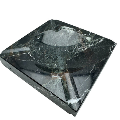 Square Black "Zebra" Marble Cigar Ashtray 7Lx7Wx1.25H
