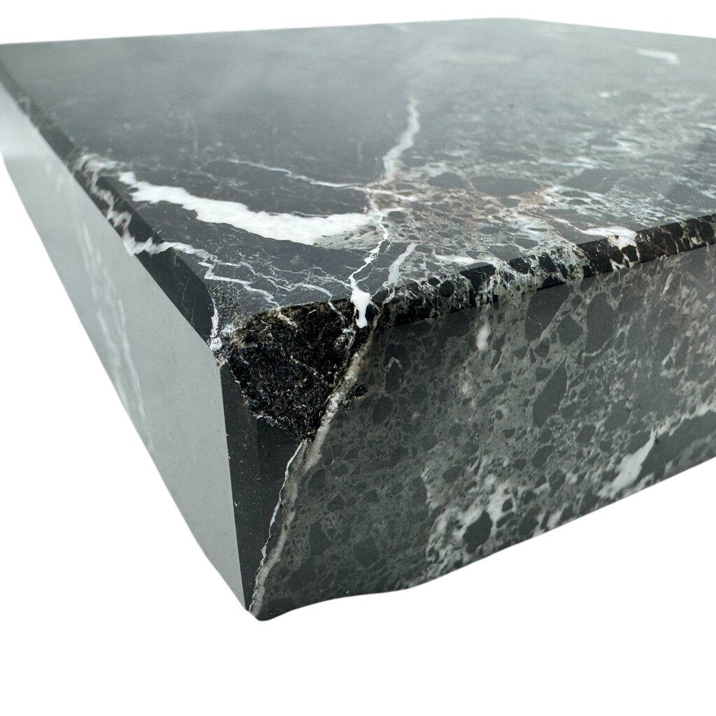 Square Black "Zebra" Marble Cigar Ashtray 7Lx7Wx1.25H