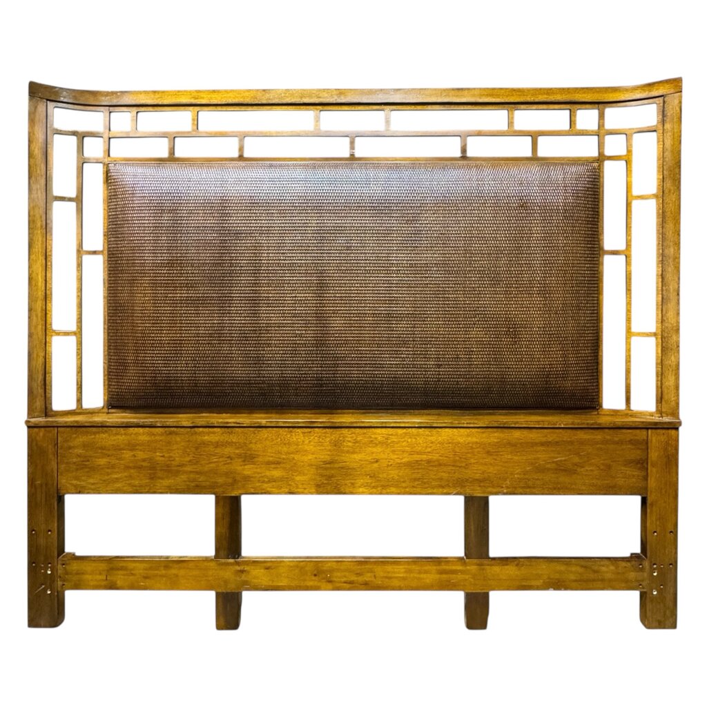 Tommy Bahama Ocean Club Paradise Point King Size Woven Rattan Wood Panel Headboard 82Wx68H