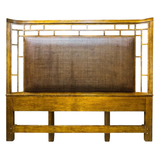 Tommy Bahama Ocean Club Paradise Point King Size Woven Rattan Wood Panel Headboard 82Wx68H