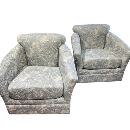 Pair of Upholstered Swivel Glider Chairs Color: Scope Sky by: Stanley Chair Co. Made in FL