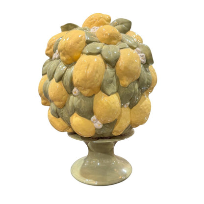 Vintage Italian Signed Ceramic Lemon Tree Topiary 9Wx13H
